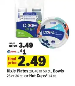 Meijer Dixie Plates 20, 48 or 50 ct., Bowls 26 or 36 ct. or Hot Cups* 14 ct offer