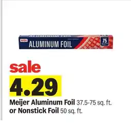 Meijer Meijer Aluminum Foil 37.5-75 sq. ft. or Nonstick Foil 50 sq. ft offer
