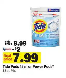 Meijer Tide Pods 31 ct. or Power Pods* 18 ct. Mfr offer