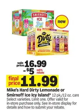 Meijer Mike's Hard Dirty Lemonade or Smirnoff Ice Icy Island offer