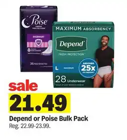 Meijer Depend or Poise Bulk Pack offer