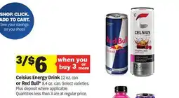 Meijer Celsius Energy Drink 12 oz. can or Red Bull. can offer