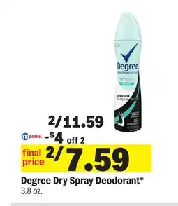 Meijer Degree Dry Spray Deodorant offer
