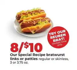 Hy-Vee Our Special Recipe bratwurst links or patties offer