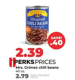 Hy-Vee Mrs. Grimes chili beans offer