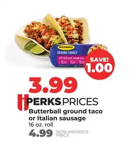 Hy-Vee Butterball ground taco or Italian sausage offer
