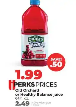 Hy-Vee Old Orchard or Healthy Balance juice offer