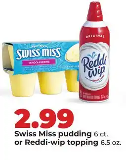 Hy-Vee Swiss Miss pudding 6 ct. or Reddi-wip topping 6.5 oz offer