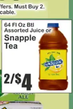 Almonte's Food Dynasty Marketplace Snapple Juice or Tea offer
