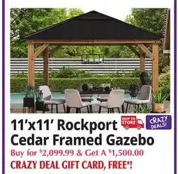 Ocean State Job Lot 11'x11' Rockport Cedar Framed Gazebo offer