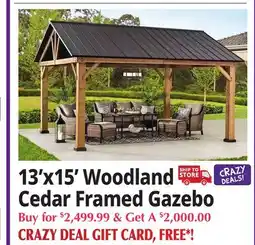 Ocean State Job Lot 13'x15' Woodland Cedar Framed Gazebo offer