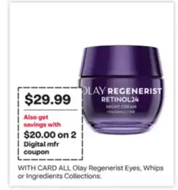 CVS ALL Olay Regenerist Eyes, Whips or Ingredients Collections offer