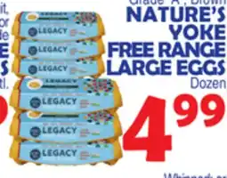 Bravo Supermarkets NATURE'S YOKE FREE RANGE LARGE EGGS offer