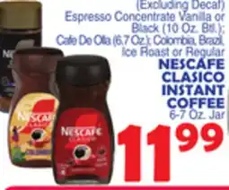 Bravo Supermarkets NESCAFE CLASICO INSTANT COFFEE 6-7 Oz. Jar offer