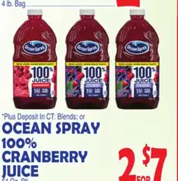 Bravo Supermarkets OCEAN SPRAY 100% CRANBERRY JUICE offer