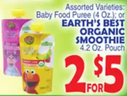 Bravo Supermarkets EARTH'S BEST ORGANIC SMOOTHIE 4.2 Oz. Pouch offer