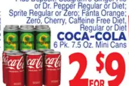 Bravo Supermarkets COCA-COLA 6 Pk. 7.5 Oz. Mini Cans offer