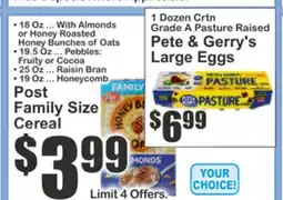 The Food Emporium Post Family Size Cereal offer