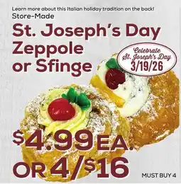 DeCicco & Sons St. Joseph's Day Zeppole or Sfinge offer