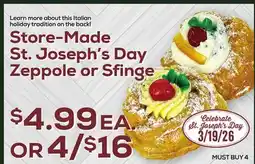 DeCicco & Sons Store - Made St. Joseph's Day Zeppole or Sfinge offer