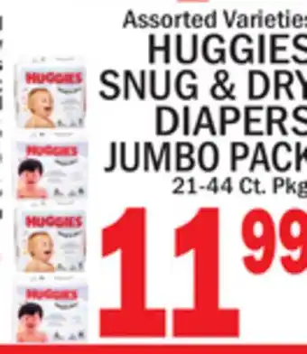 C Town HUGGIES SNUG & DRY DIAPERS JUMBO PACK offer