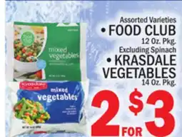 C Town FOOD CLUB 12 OZ. PKG., KRASDALE VEGETABLES 14 OZ. PKG offer