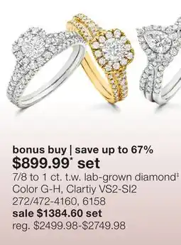 JC Penney 7/8 to 1 ct. t.w. lab-grown diamond‡ Color G-H, Clartiy VS2-SI2 offer
