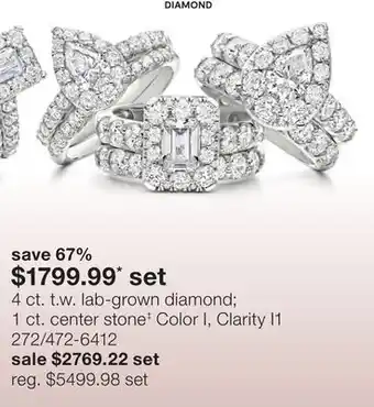 JC Penney 4 ct. t.w. lab-grown diamond 1 ct. center stone‡ offer