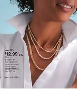 JC Penney Silver or gold-plated cubic zirconia tennis necklace offer