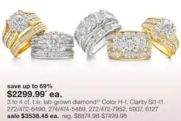 JC Penney 3 to 4 ct. t.w. lab-grown diamond‡◊ Color H-I, Clarity SI1-I1 offer