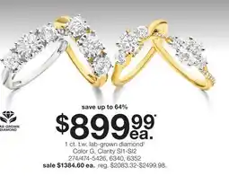 JC Penney 1 ct. t.w. lab-grown diamond‡ Color G, Clarity SI1-SI2 offer
