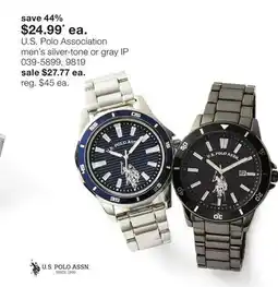 JC Penney U.S. Polo Association men's silver-tone or gray IP offer