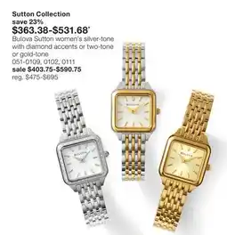 JC Penney Bulova Sutton women's silver-tone with diamond accents or two-tone or gold-tone offer