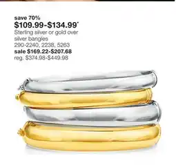 JC Penney Sterling silver or gold over silver bangles offer