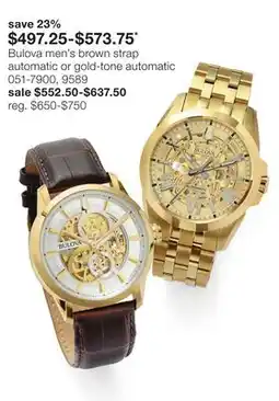 JC Penney Bulova men's brown strap automatic or gold-tone automatic offer