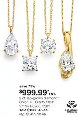 JC Penney 2 ct. lab-grown diamond‡◊ offer