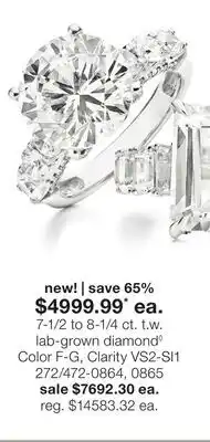 JC Penney 7-1/2 to 8-1/4 ct. t.w. lab-grown diamond◊ offer