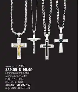 JC Penney Stainless steel men's religious pendants§ offer