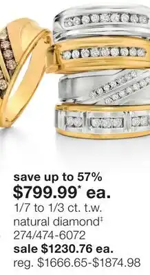 JC Penney 1/7 to 1/3 ct. t.w. natural diamond‡ offer