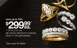 JC Penney 1-1/2 to 2 ct. t.w. lab-grown diamond in sterling silver or 10k gold jewelry offer