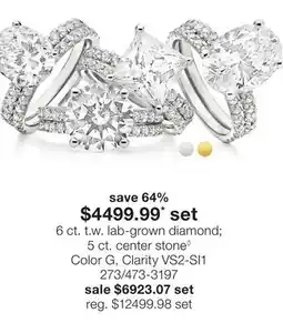 JC Penney 6 ct. t.w. lab-grown diamond 5 ct. center stone◊ offer