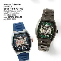JC Penney Bulova Maquina men's gray IP or blue strap offer