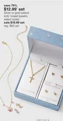 JC Penney Silver or gold-plated kids' boxed jewelry offer
