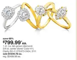 JC Penney 1 ct. t.w. lab-grown diamond 3/4 ct. center stone‡ offer