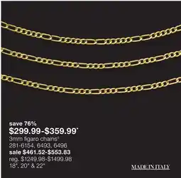 JC Penney 3mm figaro chains offer