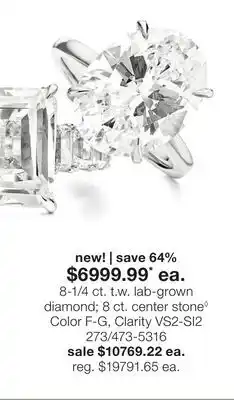 JC Penney 8-1/4 ct. t.w. lab-grown diamond 8 ct. center stone◊ offer