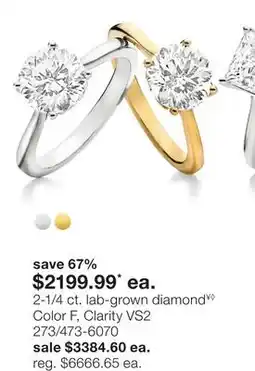 JC Penney 2-1/4 ct. lab-grown diamond¥◊ Color F, Clarity VS2 offer