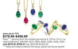 JC Penney Ruby**** genuine &/or lab-created gemstone & 1/20 to 1/4 ct. t.w. natural diamond^‡ offer