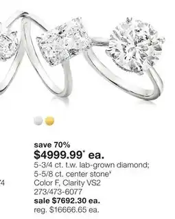 JC Penney 5-3/4 ct. t.w. lab-grown diamond 5-5/8 ct. center stone¥ offer