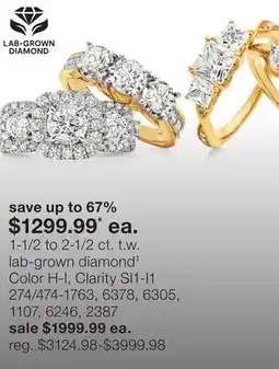 JC Penney 1-1/2 to 2-1/2 ct. t.w. lab-grown diamond‡ offer